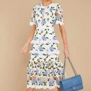 NWOT All I Wanted Blue Floral Lace Maxi Dress